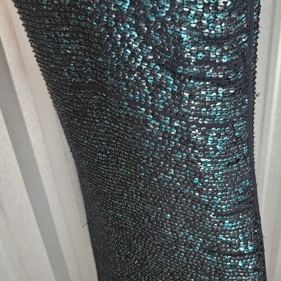 0006 Renzo + Kai Sequin Shift Dress Green Teal Black Mermaid Festival Size XS - Picture 4 of 14